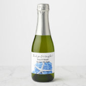 Blauwe Hortensia Zeester Bedankt Gasten Sparkling Wijnetiket (Voorkant)