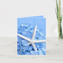 Blauwe Hortensia Zeester Dankjewel Bruidsfeest Bedankkaart