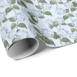 Blauwe Hortensia Zomer Tuin Linnen Textuur Cadeaupapier