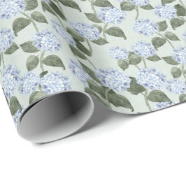 Blauwe Hortensia Zomer Tuin Linnen Textuur Cadeaupapier