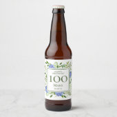 Blauwe Hortensia's 100e Verjaardag Bier Etiket (Voorkant)