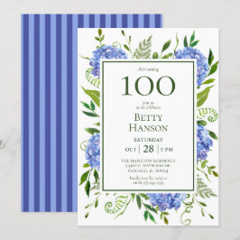 Blauwe Hortensia's 100e Verjaardag Kaart
