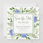 Blauwe Hortensia's 100e Verjaardag Save The Date (Voorkant)