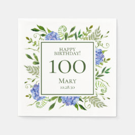 Blauwe Hortensia's 100e Verjaardag Servet