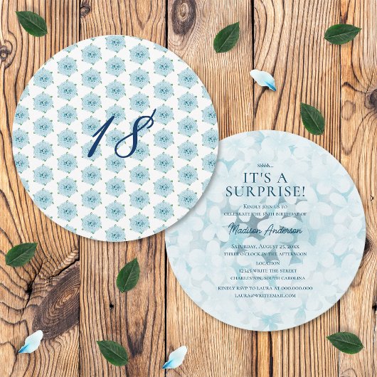 Blauwe Hortensia's 18e Verjaardagsfeest Kaart