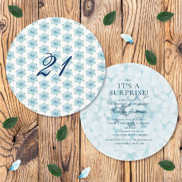 Blauwe Hortensia's 21e Verjaardagsfeest Surprise P Kaart