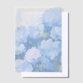 Blauwe hortensia's aangepaste namen bruiloft overl vellum uitnodigingen (Offset)