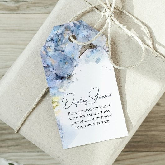 Blauwe Hortensia's Aquarel Display Bruidsfeest Cadeaulabel