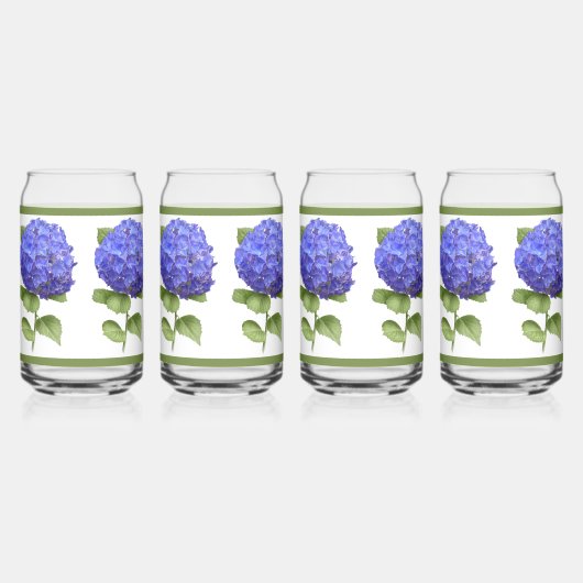 Blauwe Hortensia's Bloem Botanische Kunst Blikvorm Glas (Achterkant)