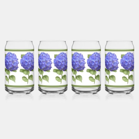Blauwe Hortensia's Bloem Botanische Kunst Blikvorm Glas (Rechts)