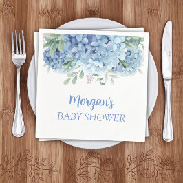 Blauwe Hortensia's Bloemen Jongen Baby Borrel Servet
