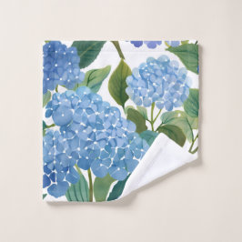 Blauwe Hortensia's | Bloemenaquarel Washandje