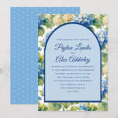 Blauwe Hortensia's Bloemenboog bruiloft Kaart (Voorkant / Achterkant)