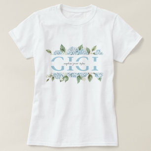 Blauwe Hortensia's Bloemennamen van Kleinkinderen T-shirt