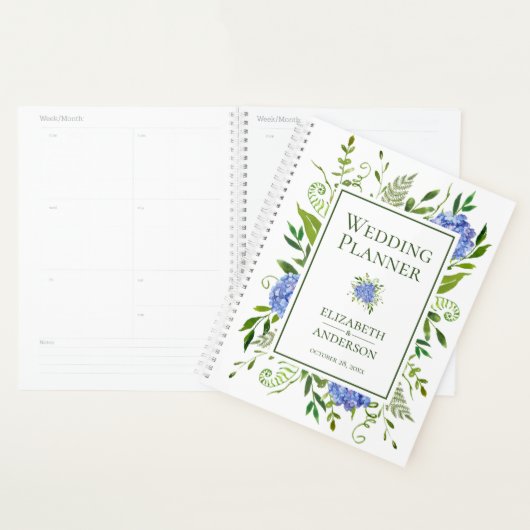 Blauwe Hortensia's Bloemenschildering in Waterverf Planner (Display)
