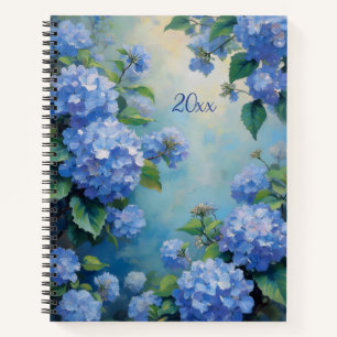 Blauwe Hortensia's Bloemenspiraalgebonden Dagboek Notitieboek