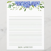 Blauwe Hortensia's Bloemige Aquarel Recept Pagina (Achterkant)