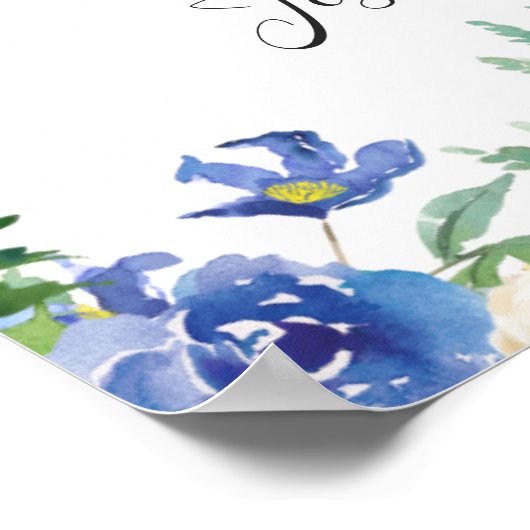 Blauwe Hortensia's Bloemige Ongestopte Trouwceremo Poster (Hoek)