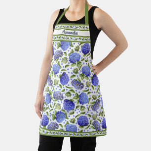Blauwe Hortensia's Botanisch Patroon Gepersonalise Schort
