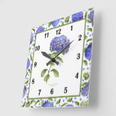 Blauwe Hortensia's Botanische Kunst Muur Klok (Hoek)