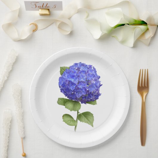 Blauwe Hortensia's  Botanische Kunst Papieren Bord (Huwelijk)