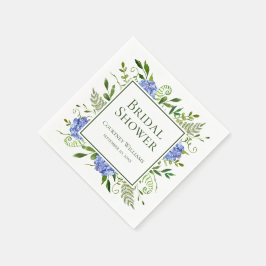 Blauwe Hortensia's Bruidsdiner Servet (Hoek)