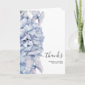 Blauwe Hortensia's Bruiloft Bedankkaart (Voorkant)