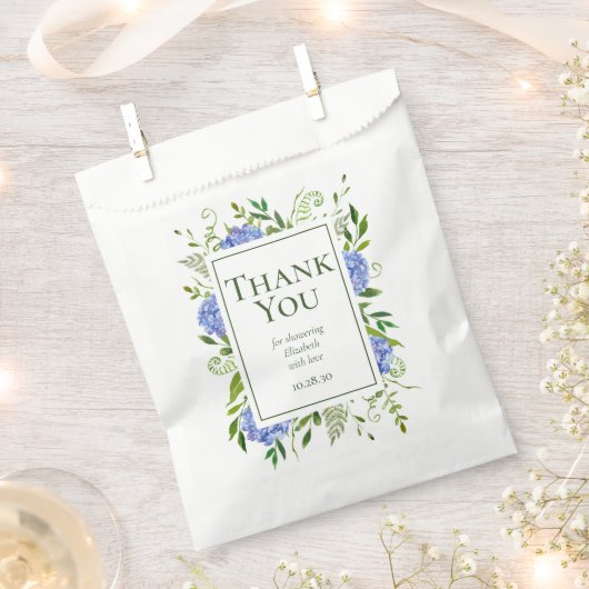 Blauwe Hortensia's Bruiloft Brunch Bedankt Bedankzakje (Geknipt)