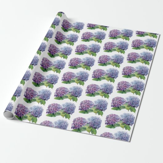 Blauwe Hortensia's Cadeaupapier (Uitgerold)