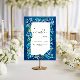 Blauwe Hortensia's Deze Kaars Brandt Ter Nagedacht Poster