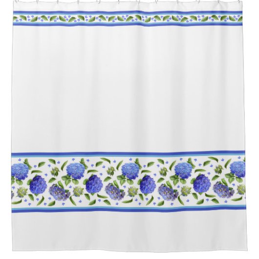Blauwe Hortensia's Douchegordijn (Voorkant)