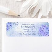 Blauwe hortensia's elegante florale waterverf etiket (Insitu)