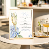 Blauwe hortensia's en gouden glazen bar Menu Poster