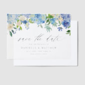 Blauwe hortensia's en ivoren Rozen Bewaar de datum Vellum Uitnodigingen (Offset)