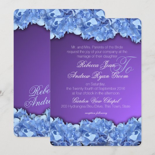 Blauwe hortensia's en Paarse lavendel Kaart (Voorkant / Achterkant)