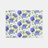 Blauwe Hortensia's Fleece Deken (Voorkant (Horizontaal))