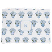 Blauwe hortensia's in Chinoiserie Pot Groot Cadeauzakje (Voorkant)