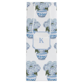 Blauwe hortensia's in Chinoiserie Pot Wijn Cadeautas