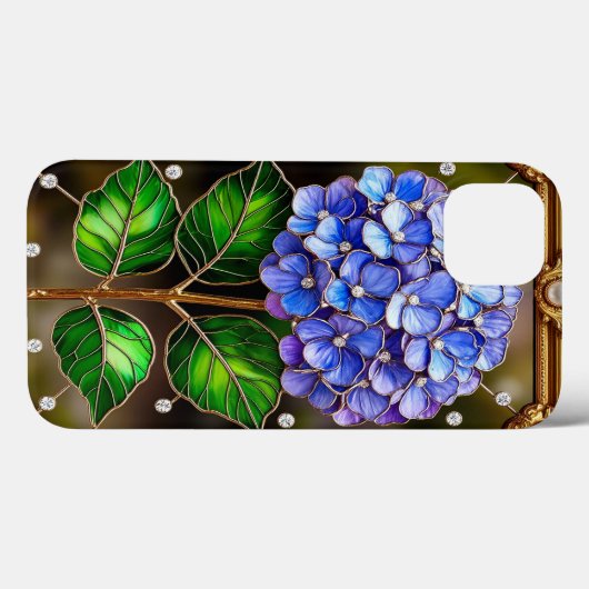 Blauwe hortensia's in Goud  Lijst Case-Mate iPhone Case (Achterkant (horizontaal))