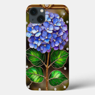 Blauwe Hortensia's in Vergulde Sierlijst Case-Mate iPhone Case