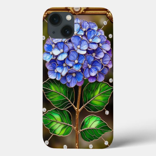Blauwe Hortensia's in Vergulde Sierlijst Case-Mate iPhone Case (Achterkant)
