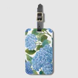Blauwe Hortensia's | Mooie Bloeiende Struik Bagagelabel