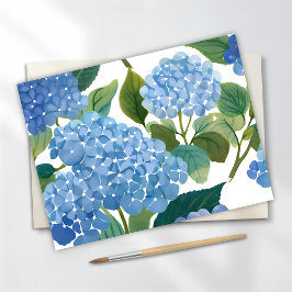 Blauwe Hortensia's | Mooie Bloeiende Struik Feestdagenkaart