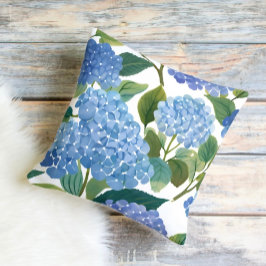 Blauwe Hortensia's | Mooie Bloeiende Struik Kussen