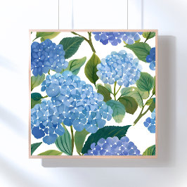 Blauwe Hortensia's | Mooie Bloeiende Struik Poster