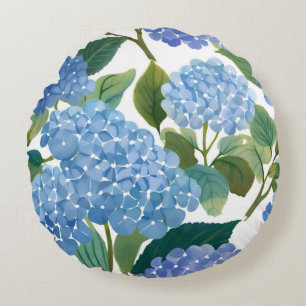 Blauwe Hortensia's   Mooie Bloeiende Struik Rond Kussen