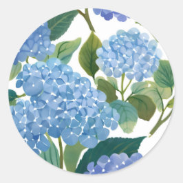 Blauwe Hortensia's | Mooie Bloeiende Struik Ronde Sticker