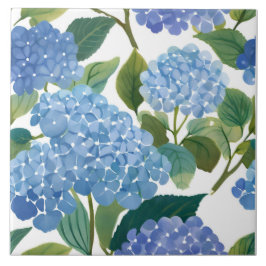 Blauwe Hortensia's | Mooie Bloeiende Struik Tegeltje