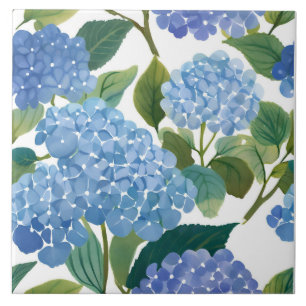 Blauwe Hortensia's   Mooie Bloeiende Struik Tegeltje