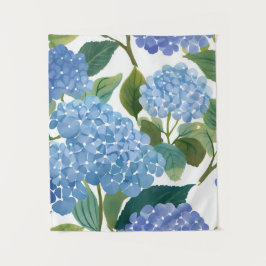 Blauwe Hortensia's | Mooie Bloeiende Struik Wandkleed